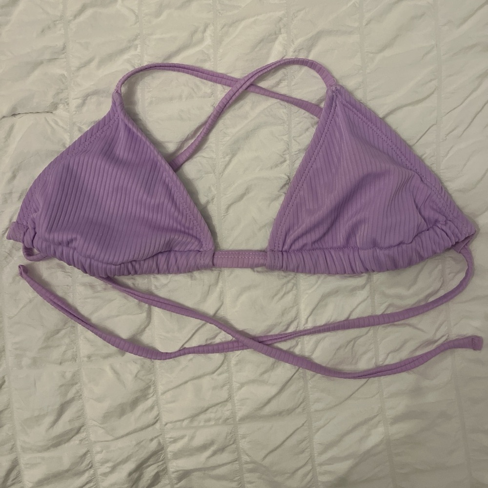 Lilac Ribbed Triangle Bikini Top
